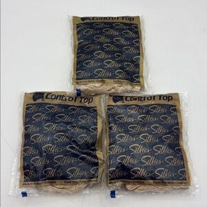 Silkies Control Top Hose Support 3 Pair Sz Med-Ivory Off-White 070209